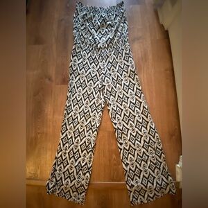 INC International Concepts Black and Cream Geometric Jumpsuit